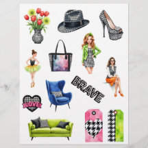 Houndstooth Fashion Scrapbook Paper Cutouts