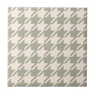 Houndstooth Green+Cream Lg Pattern Tile
