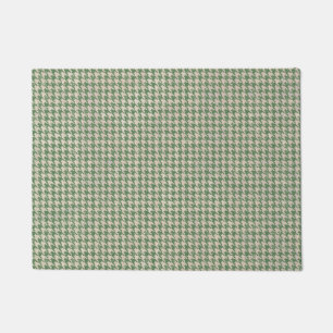 Houndstooth green pattern doormat