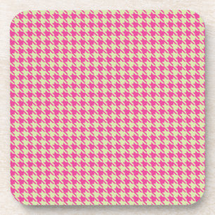 Houndstooth Hot Pink and Lemon Lime Coaster