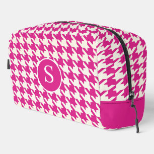 Houndstooth Hot Pink & White Toiletry Bag
