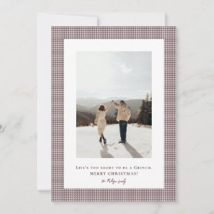 Houndstooth Light Chocolate Cosmos frame photo Holiday Card