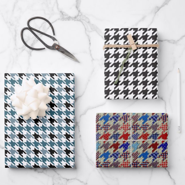 Houndstooth Mix Wrapping Paper Sheet (Front)