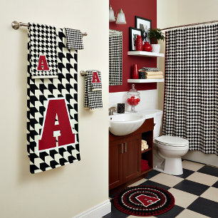 Houndstooth monogram bath towel set