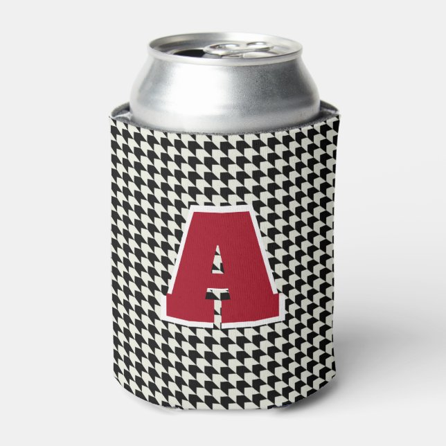 Houndstooth monogram can cooler (Can Front)