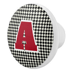 Houndstooth monogram ceramic knob