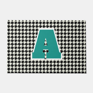 Houndstooth monogram doormat