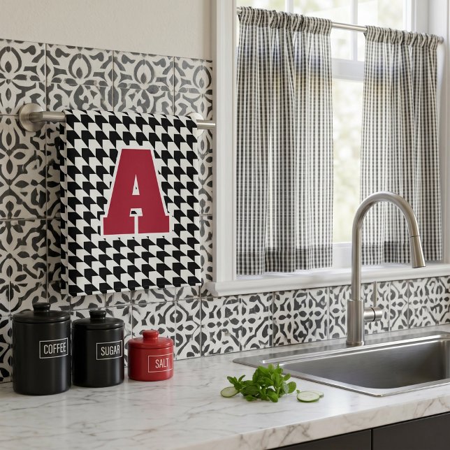 Houndstooth monogram  kitchen towel (Creator Uploaded)