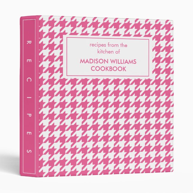 Houndstooth Monogram Recipe 3 Ring Binder (Front/Spine)