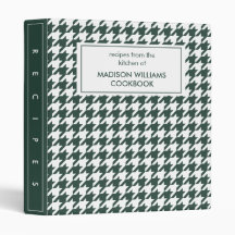 Houndstooth Monogram Recipe 3 Ring Binder