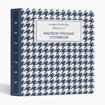Houndstooth Monogram Recipe 3 Ring Binder