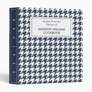 Houndstooth Monogram Recipe 3 Ring Binder