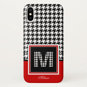 Houndstooth Monogram   Red Black White Case-Mate iPhone Case