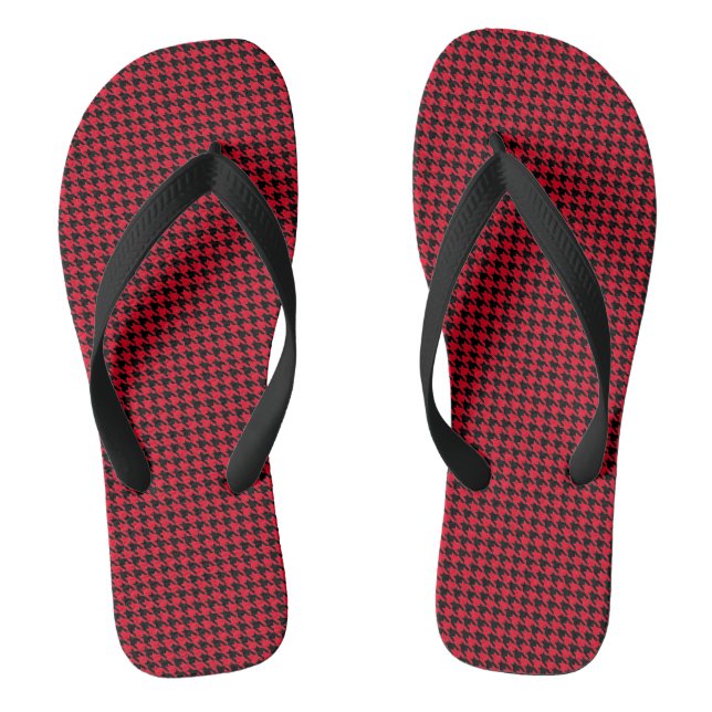 houndstooth motif tongs noir et rouge (Semelle)
