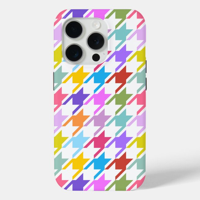 Houndstooth Multicolor+White Big Pattern Case-Mate iPhone Case (Back)