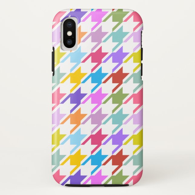Houndstooth Multicolor+White Big Pattern Case-Mate iPhone Case (Back)