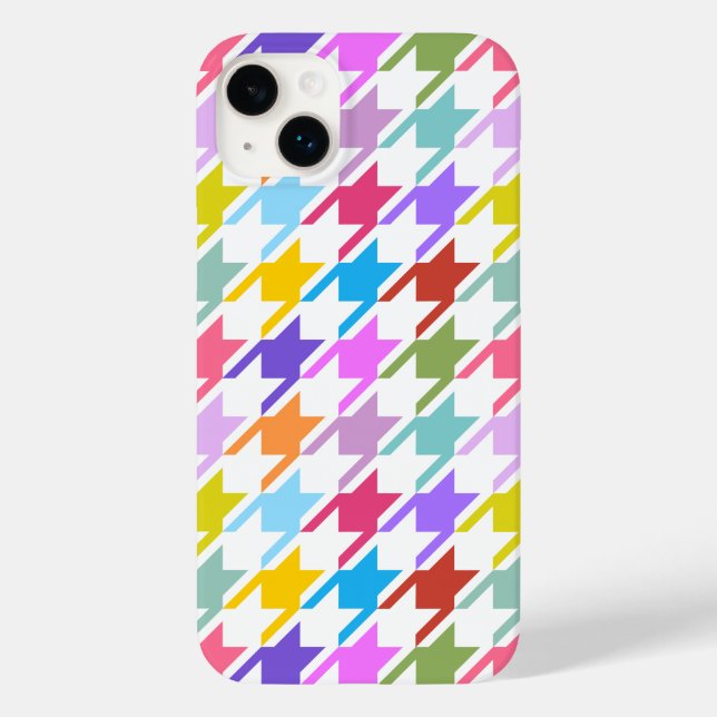 Houndstooth Multicolor+White Big Pattern Case-Mate iPhone Case (Back)
