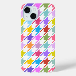 Houndstooth Multicolor+White Big Pattern iPhone 15 Case