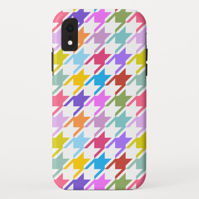 Houndstooth Multicolor+White Big Pattern Case-Mate iPhone Case (Back)