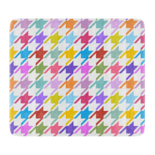 Houndstooth Multicolor+White Big Pattern Cutting Board