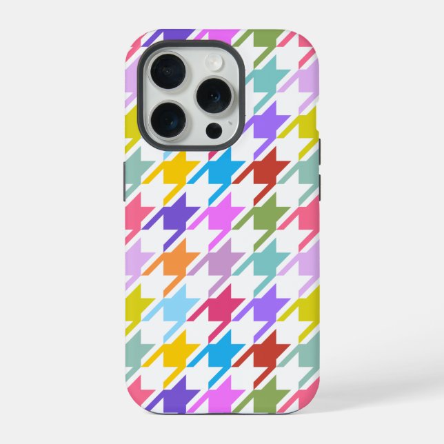 Houndstooth Multicolor+White Big Pattern iPhone Case (Back)