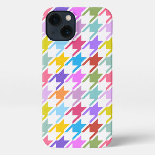 Houndstooth Multicolor+White Big Pattern iPhone 13 Case