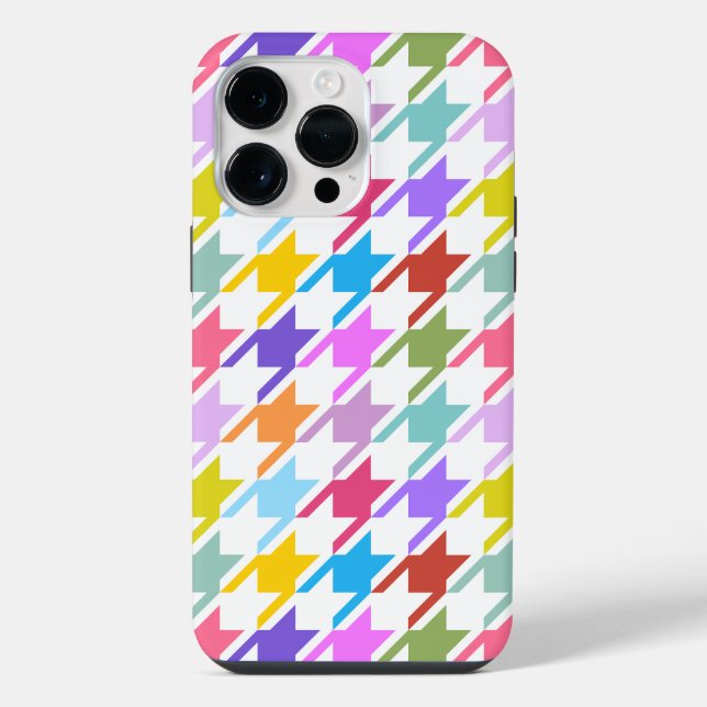 Houndstooth Multicolor+White Big Pattern iPhone Case (Back)
