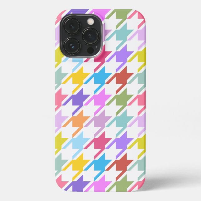 Houndstooth Multicolor+White Big Pattern iPhone Case (Back)