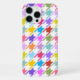 Houndstooth Multicolor+White Big Pattern iPhone 16 Pro Max Case