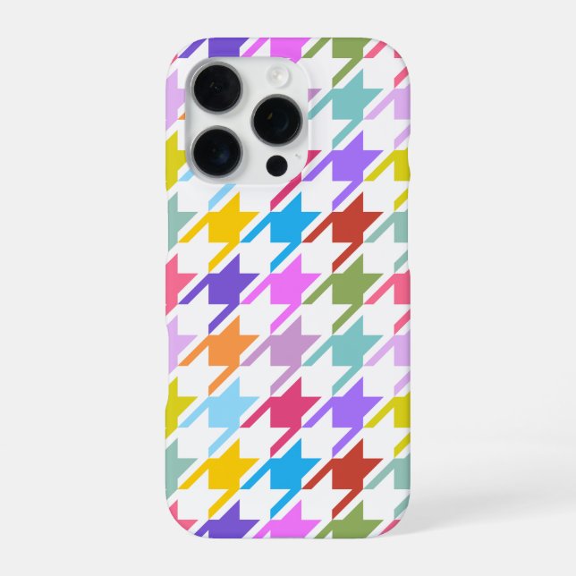 Houndstooth Multicolor+White Big Pattern iPhone Case (Back)