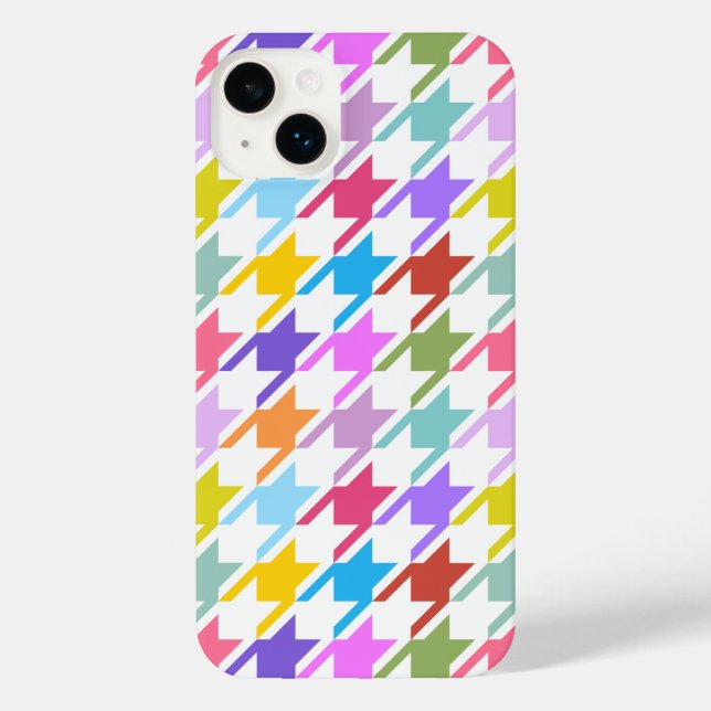 Houndstooth Multicolor+White Big Pattern iPhone Case (Back)