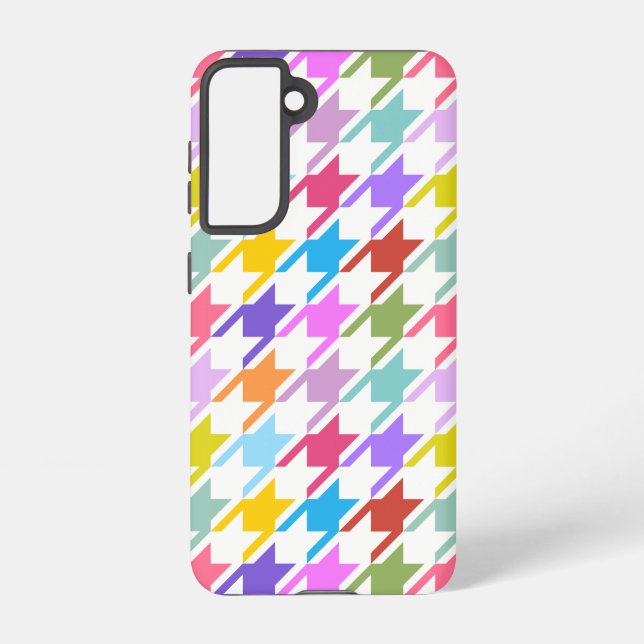 Houndstooth Multicolor+White Big Pattern Samsung Galaxy S21 Case (Back)