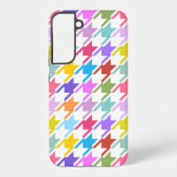 Houndstooth Multicolor+White Big Pattern