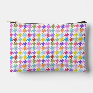 Houndstooth Multicolor+White Pattern Accessory Pouch
