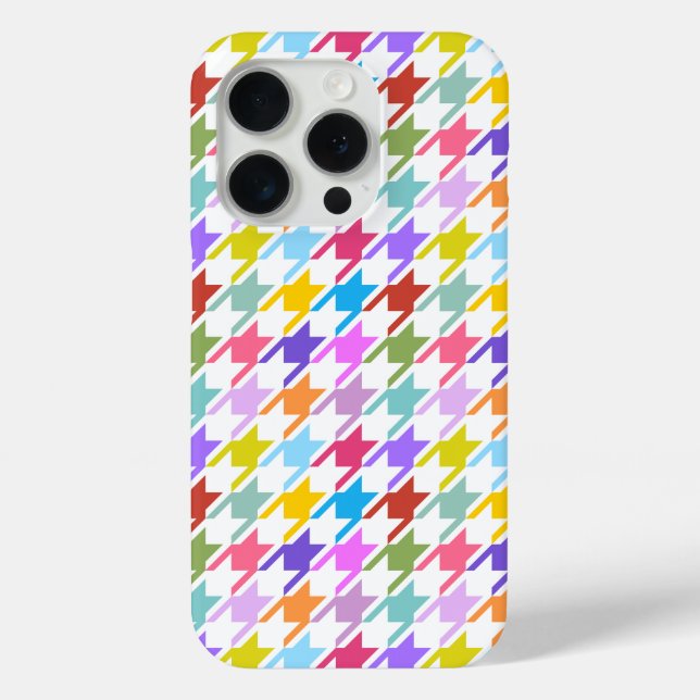 Houndstooth Multicolor+White Pattern Case-Mate iPhone Case (Back)