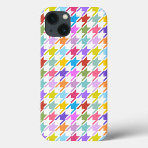 Houndstooth Multicolor+White Pattern iPhone 13 Case