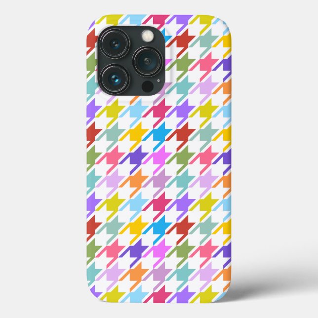 Houndstooth Multicolor+White Pattern Case-Mate iPhone Case (Back)