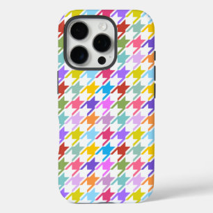 Houndstooth Multicolor+White Pattern iPhone 16 Pro Case