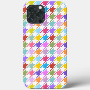 Houndstooth Multicolor+White Pattern iPhone 13 Pro Max Case