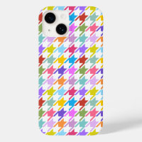 Houndstooth Multicolor+White Pattern