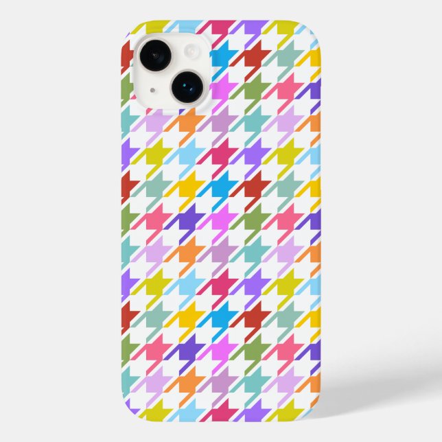 Houndstooth Multicolor+White Pattern Case-Mate iPhone Case (Back)