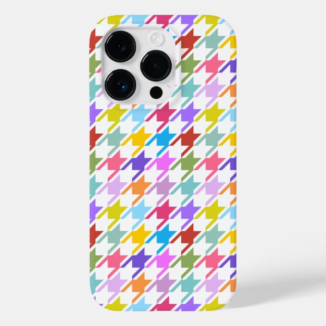 Houndstooth Multicolor+White Pattern Case-Mate iPhone Case (Back)