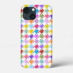 Houndstooth Multicolor+White Pattern iPhone 13 Mini Case