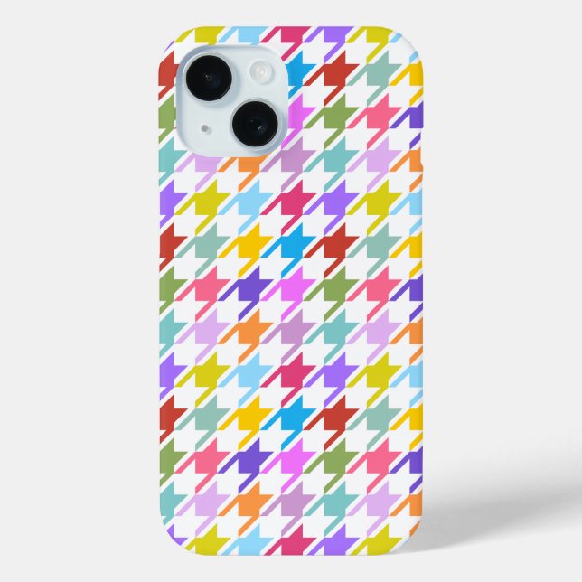 Houndstooth Multicolor+White Pattern Case-Mate iPhone Case (Back)