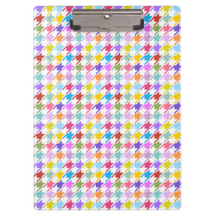 Houndstooth Multicolor+White Pattern Clipboard