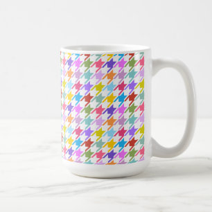 Houndstooth Multicolor+White Pattern Coffee Mug