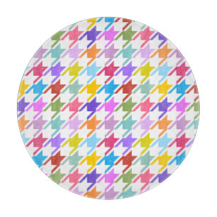 Houndstooth Multicolor+White Pattern Cutting Board