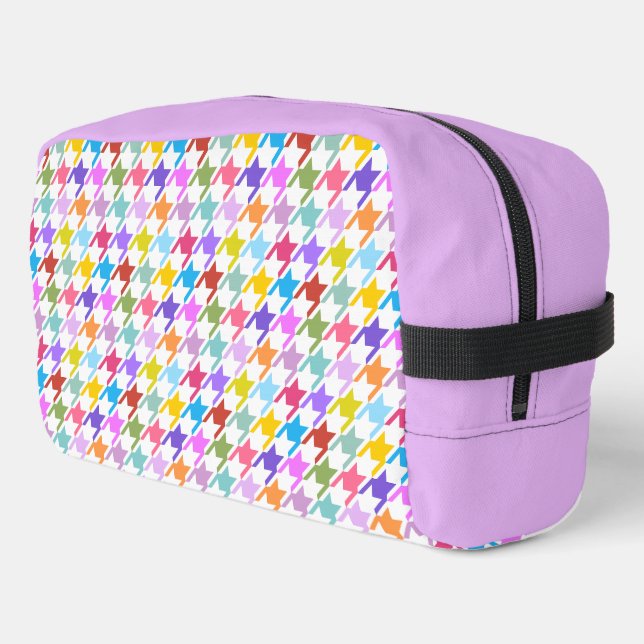 Houndstooth Multicolor+White Pattern Dopp Kit (Left Corner)