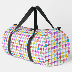 Houndstooth Multicolor+White Pattern Duffle Bag