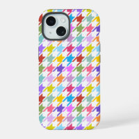 Houndstooth Multicolor+White Pattern